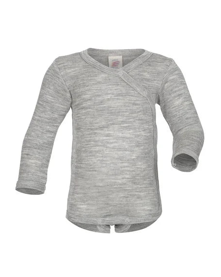 Engel Natur Romper Lange Mouw Wol/Zijde - Light Grey Melange